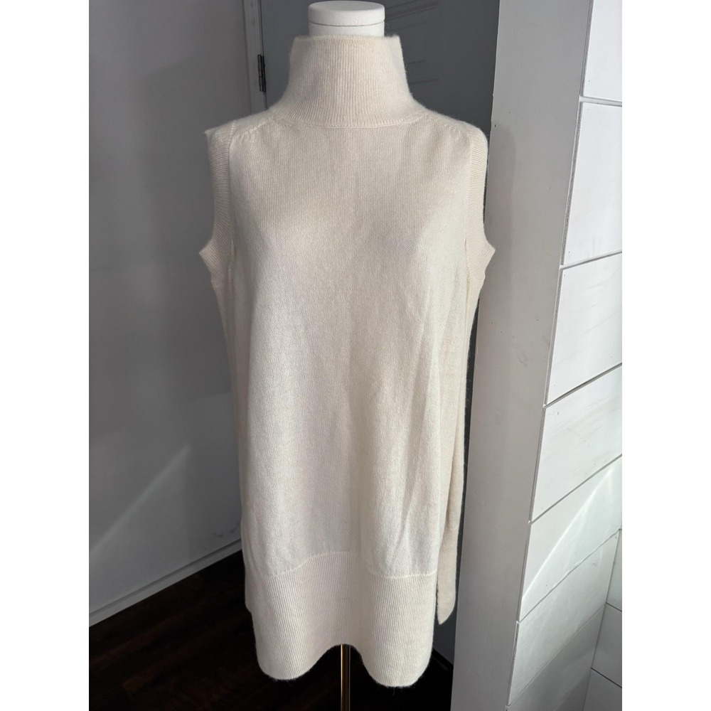COS Sweater Tunic Womens Small White 100% Alpaca Sleeveless Turtleneck Knit